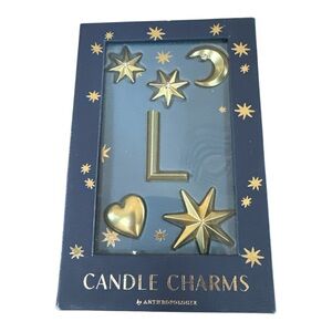 Anthropologie Monogram Candle Charms Gold Letter “L” New In Box Stars Moon